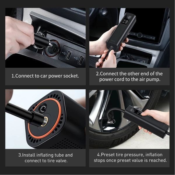Автомобильный насос Baseus Super Mini Inflator Pump Black CRCQ000001 фото
