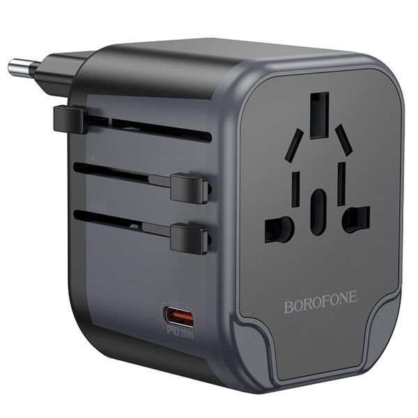 Мережевий зарядний пристрій BOROFONE BAC13 Leader 3-port PD20W(1C2A) universal conversion charger Black 656-03212 фото