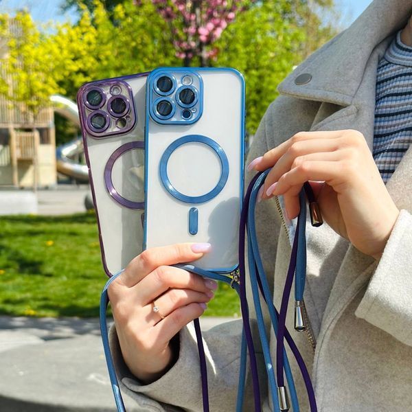 Чохол Crossbody Lanyard with Magsafe зі шнурком для iPhone 15 Pro Night Blue 214-02670 фото