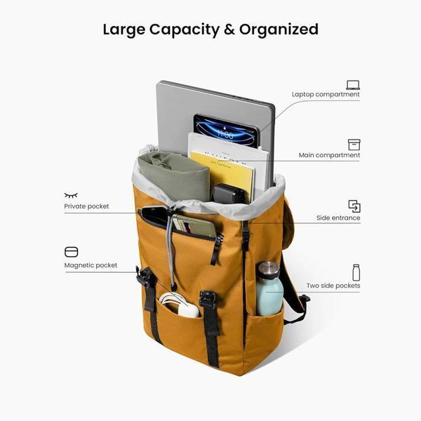 Рюкзак Tomtoc VintPack-TA1 22L Laptop Backpack Yellow 15.6 Inch/22L (TA1M1Y1) 656-00187 фото