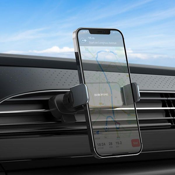 Тримач для мобільного BOROFONE BH66 Smart electric car holder Black Metal Grey 656-00455 фото