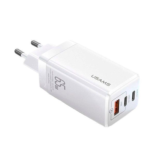 Сетевое зарядное устройство Usams US-CC110 T33 65W 3 Ports GaN Mini Fast Charger white 656-01386 фото