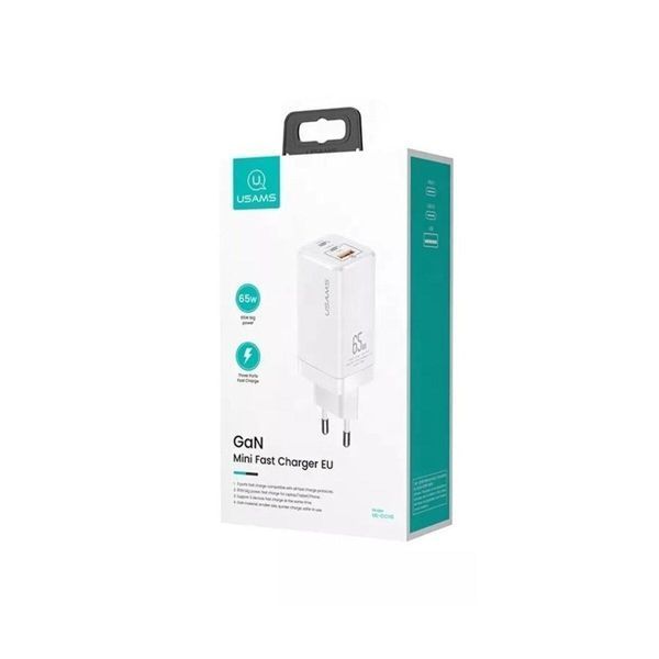 Сетевое зарядное устройство Usams US-CC110 T33 65W 3 Ports GaN Mini Fast Charger white 656-01386 фото