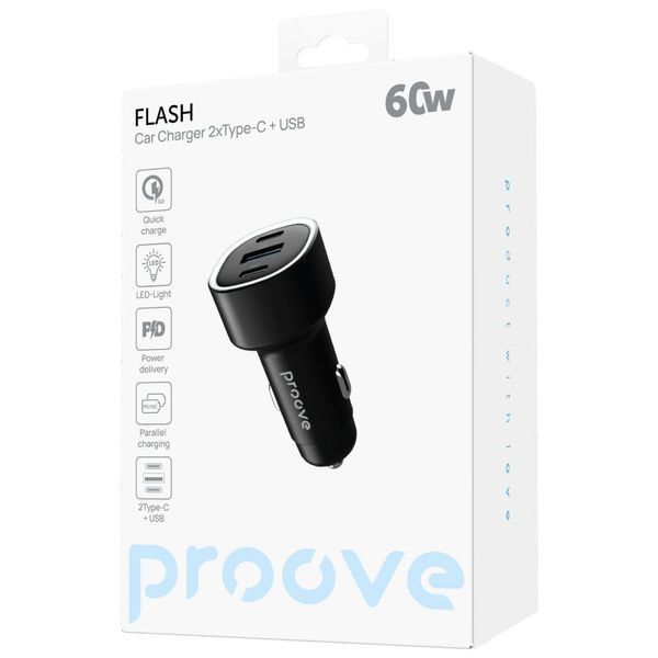 АЗП Proove Flash 60W (2Type-C + USB) Black CCFL60111201 фото