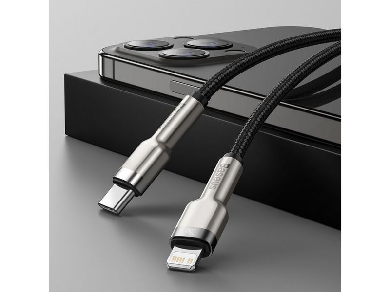 Кабель Baseus Cafule Series Metal Data Cable Type-C to iP PD 20W 2m Black CATLJK-B01 фото