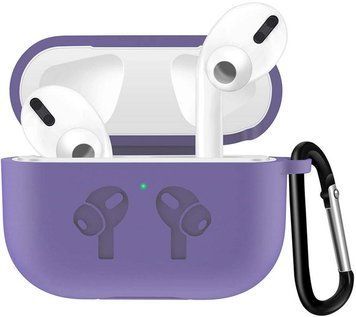 Силіконовий чохол з карабіном для навушників AirPods Pro 2 Light Purple 203-00120 фото