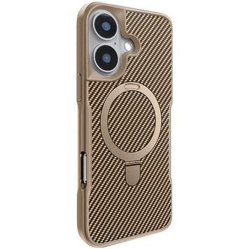 TPU+PC чехол Metal Buttons with MagSafe Carbon Ring для Apple iPhone 16 (6.1") Gold 777-08088 фото