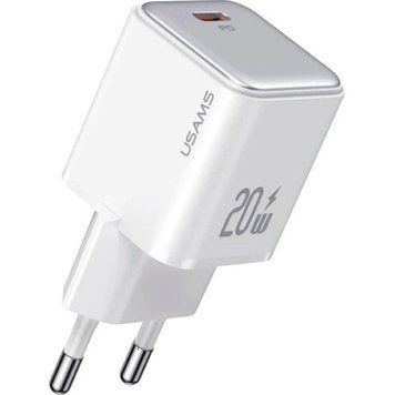 Мережевий зарядний пристрій Usams US-CC183 PD20W Single Port Fast Charger (EU)--X-ron Series White 656-01387 фото