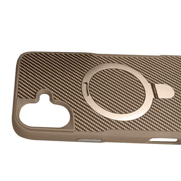 TPU+PC чохол Metal Buttons with MagSafe Carbon Ring для Apple iPhone 16 (6.1") Gold 777-08088 фото