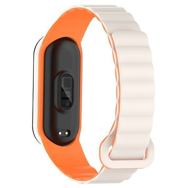 Ремешок Dual-color Magnetic для Xiaomi Mi Band 7/6/5/4/3 White / Orange 212-01645 фото