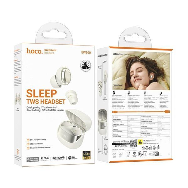 Беспроводные наушники HOCO EW200 Elegant true wireless sleep BT headset Milky White 656-03880 фото