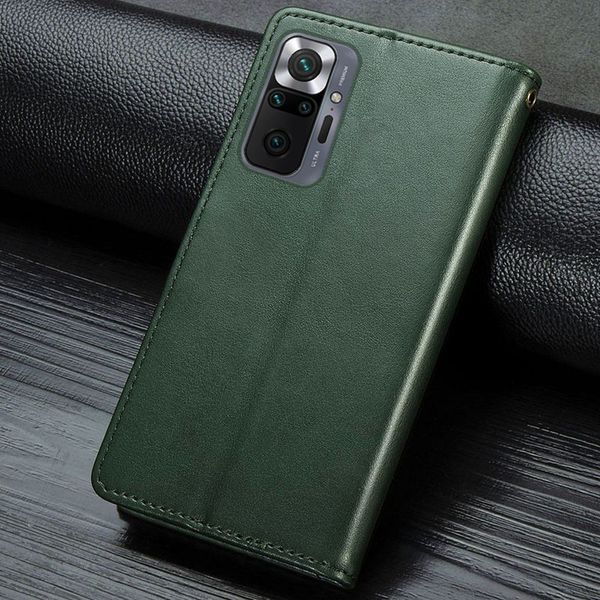 Шкіряний чохол-книжка GETMAN Gallant (PU) для Xiaomi Redmi Note 10 Pro / 10 Pro Max Green 777-06513 фото