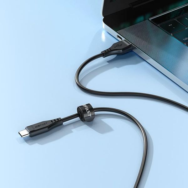Кабель ACEFAST C3-03 Type-C to Type-C 3A, 60W, 1.2m, TPE, TPE connectors, Black 6974316280842 фото