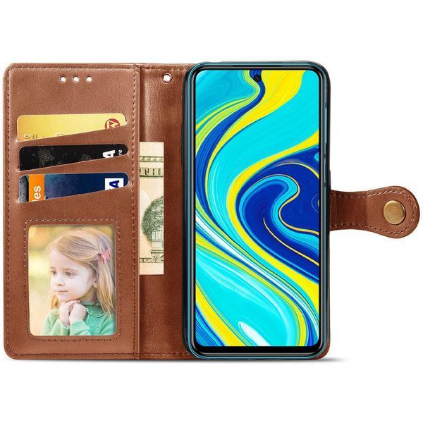 Кожаный чехол-книжка GETMAN Gallant (PU) для Xiaomi Redmi Note 9s / Note 9 Pro / Note 9 Pro Max Brown 777-06563 фото