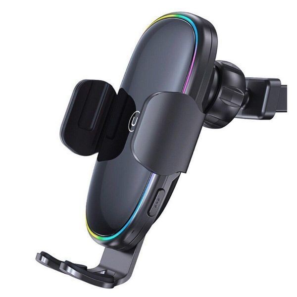 Держатель для мобильного Usams US-CD187 15W Wireless Charging Car Holder With Colorful Light 656-00508 фото