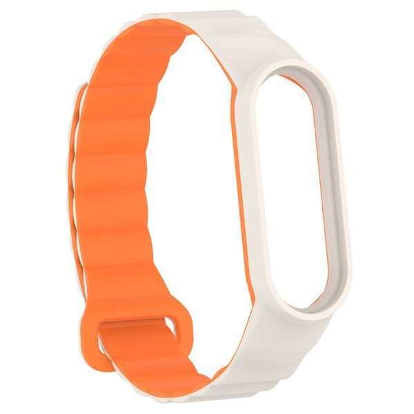 Ремешок Dual-color Magnetic для Xiaomi Mi Band 7/6/5/4/3 White / Orange 212-01645 фото