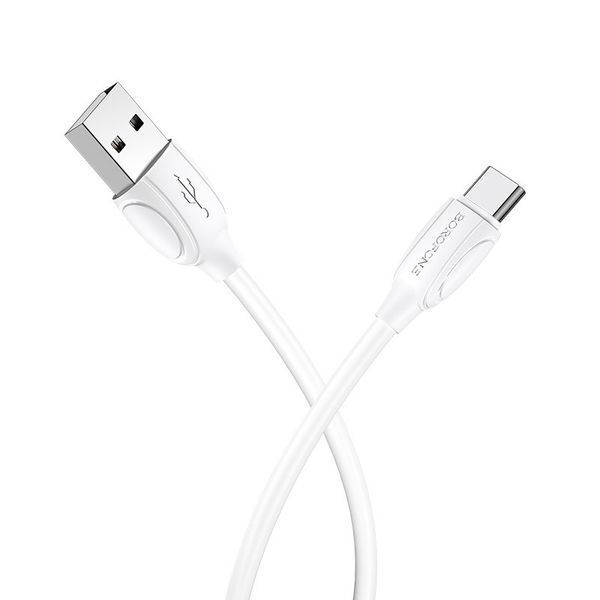 Кабель BOROFONE BX19 USB to Type-C 3A, 1m, PVC, TPE connectors, White 6931474701800 фото