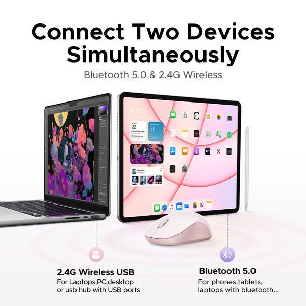 Манипулятор мышь бездротова UGREEN M331 Multi-mode Wireless Mouse Purple UGR-65626 фото