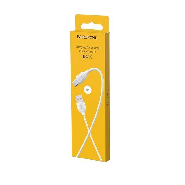 Кабель BOROFONE BX19 USB to Type-C 3A, 1m, PVC, TPE connectors, White 6931474701800 фото
