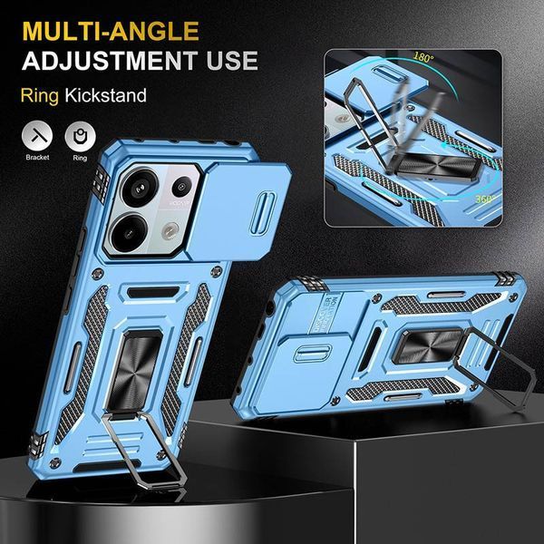 Ударостійкий чохол Camshield Army Ring для Xiaomi Redmi Note 13 4G Light Blue 777-04997 фото
