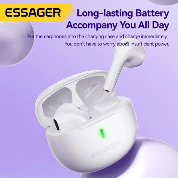Наушники ESSAGER (цветная коробка) Shining TWS Bluetooth earphones White 656-00902 фото