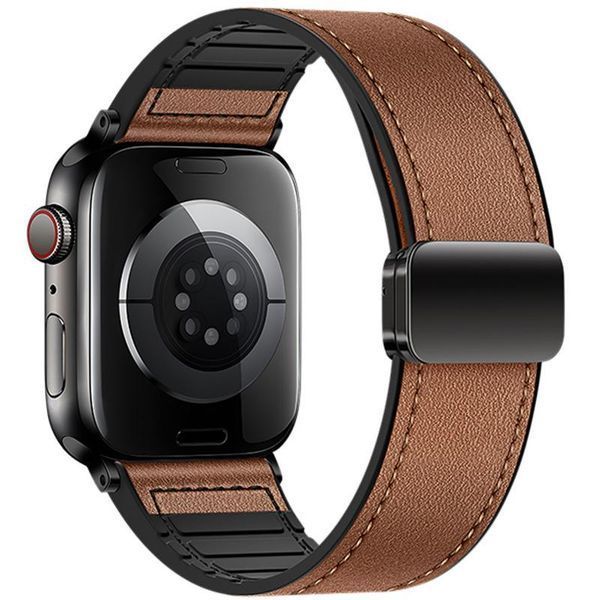 Ремінець Hoco WA34 Basic magnetic buckle silicone leather strap для Apple watch 44/45/46/49mm Brown 212-01845 фото