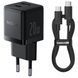 МЗП Baseus Palm Fast Charger 20W (Type-C + USB) 20W + Кабель Type-C to Type-C 60W (1m) Black P10111608113-01 фото