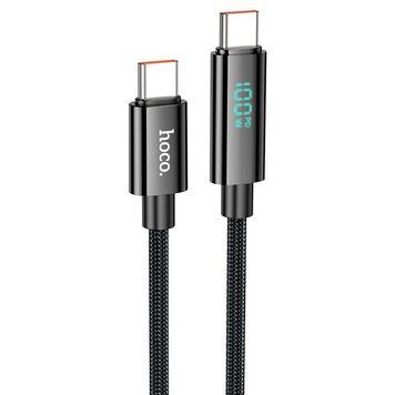 Кабель HOCO U125 Benefit 100W charging data cable with display Type-C to Type-C Black 6942007611930 фото