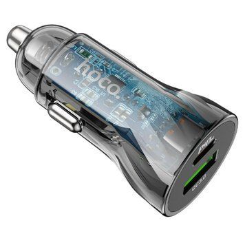 Автомобільний зарядний пристрій HOCO Z47A Transparent Discovery Edition dual port PD30W+QC3.0 car charger 656-00351 фото
