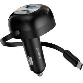 АЗУ Proove Pulsar 65W (Type-C + USB) + Retractable Type-C Cable Black CCPR65110001 фото