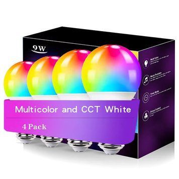 Светодиодная RGB лампочка Smart bulb light 4pcs with Bluetooth E27 with app white 656-03723 фото