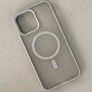 Чехол Wavy Pattern Matte Corrugated Camera Magnetic для iPhone 15 Pro Grey 214-02463 фото