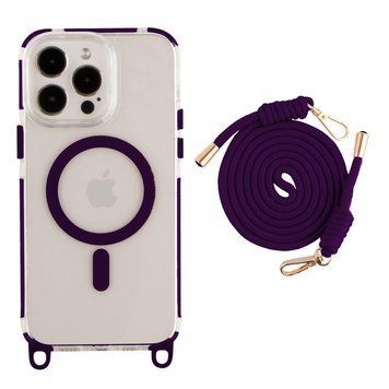 Чехол TPU+PC LanyardCase with MagSafe для iPhone 16 Pro Dark Purle 214-03195 фото