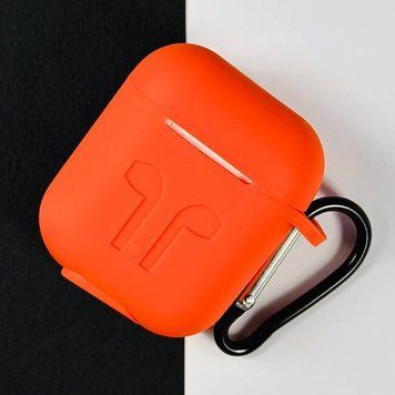 Силиконовый чехол с карабином для наушников AirPods 2 Orange 203-00433 фото