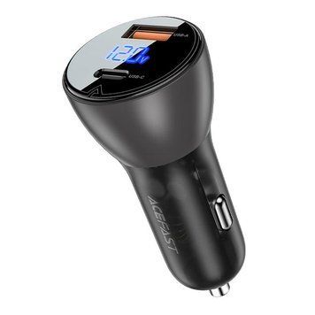 Автомобильное зарядное устройство ACEFAST B6 metal 63W (USB-A+USB-C) with digital display 6974316280972 фото