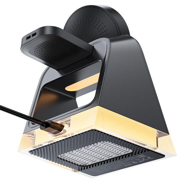 Бездротовий зарядний пристрій ACEFAST E17 desktop 3-in-1 wireless charging holder Black 656-01265 фото