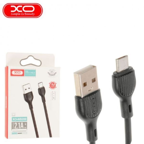 Кабель для заряджання та передачі даних XO-NB200 USB to Micro USB Чорний 1 м 209-00059 фото