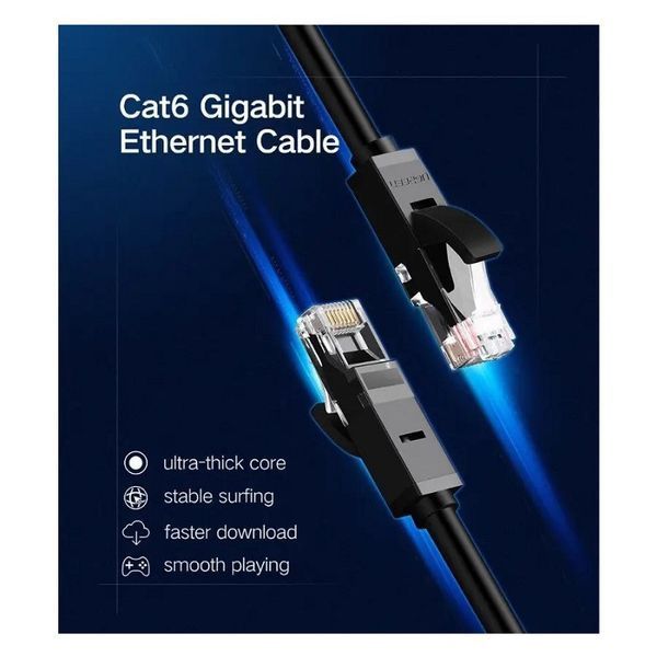Мережевий кабель UGREEN NW102 Cat 6 U/UTP Lan Flat Cable 5m (Black)(UGR-50176) UGR-50176 фото