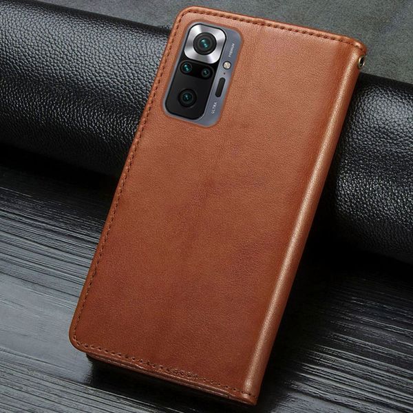 Кожаный чехол-книжка GETMAN Gallant (PU) для Xiaomi Redmi Note 10 Pro / 10 Pro Max Brown 777-06514 фото