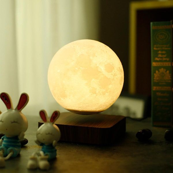 Магнитная левитирующая лампа HCNT Levitating Lamp Moon Dark Wood Grain 656-03265 фото