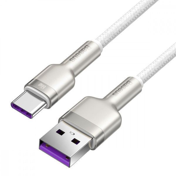 Кабель Baseus Cafule Metal Data Type-C 66W (2m) White CAKF000202 фото