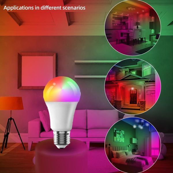 Светодиодная RGB лампочка Smart bulb light 4pcs with Bluetooth E27 with app white 656-03723 фото