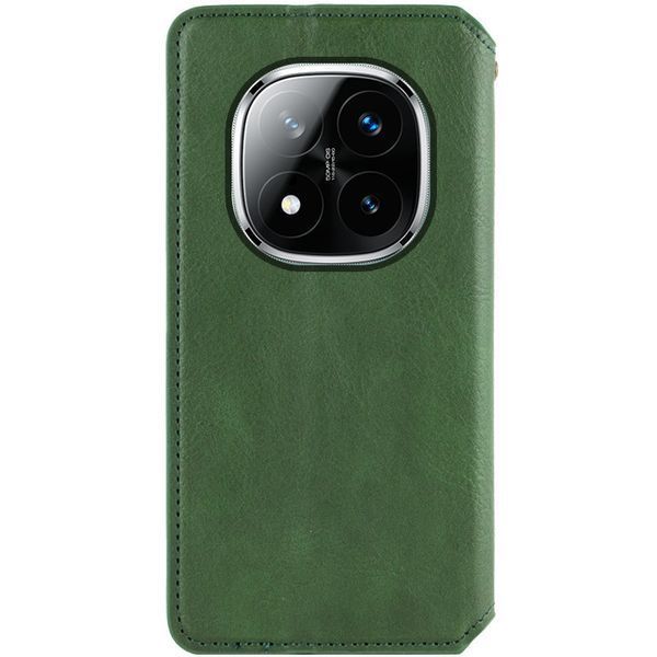 Кожаный чехол-книжка GETMAN Cubic для Xiaomi Redmi Note 14 Pro 4G Зелёный 555-01633 фото