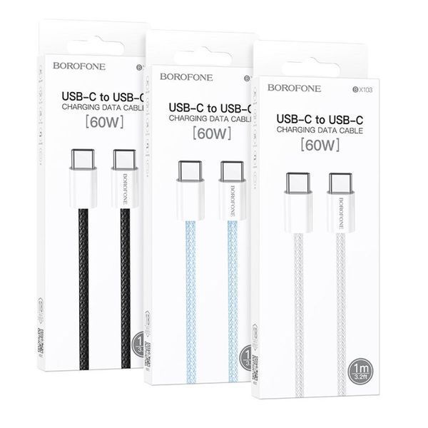 Кабель USB Borofone BX103 Original 60W Type-C to Type-C 1m Белый 209-00319 фото