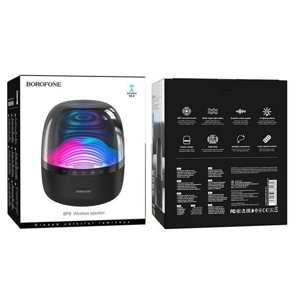 Портативна колонка BOROFONE BP8 Glazed colorful luminous BT speaker Black 656-00667 фото