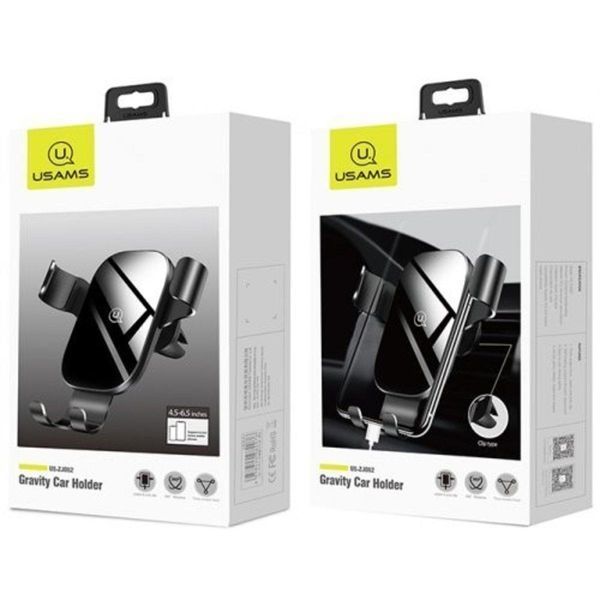 Тримач для мобільного Usams US-ZJ052 Gravity Car Holder Black 656-00509 фото