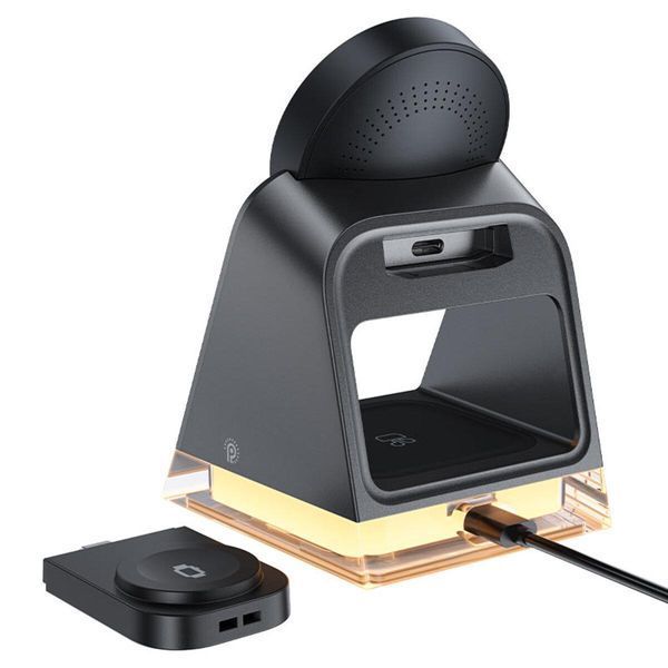 Бездротовий зарядний пристрій ACEFAST E17 desktop 3-in-1 wireless charging holder Black 656-01265 фото