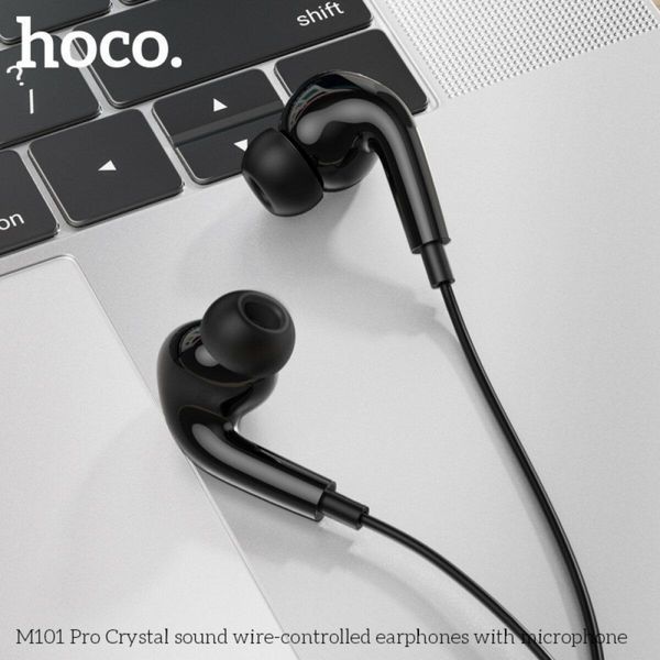 Навушники HOCO M101 Pro Crystal sound wire-controlled earphones with microphone Black 656-03931 фото