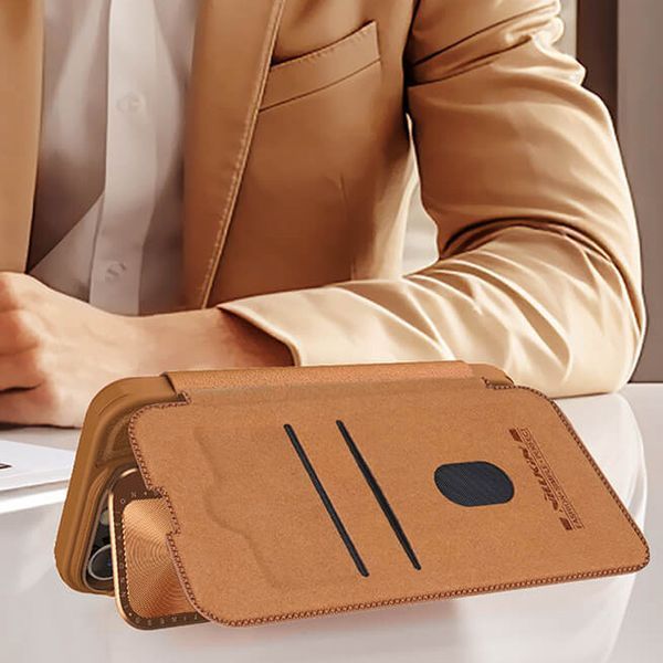 Шкіряний чохол-книжка Nillkin Qin Prop для Apple iPhone 16 Pro Max Brown 214-03396 фото