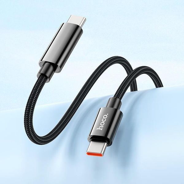 Кабель HOCO U125 Benefit 100W charging data cable with display Type-C to Type-C Black 6942007611930 фото